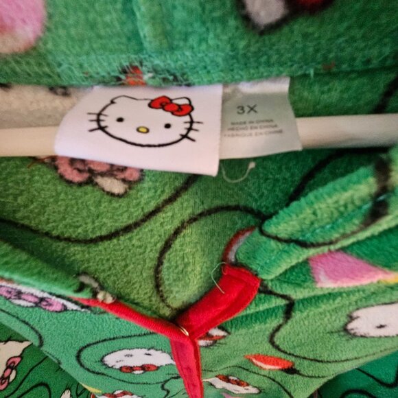Hello Kitty Green Fleece Hooded Onesie Pajamas 3X - Picture 3 of 9